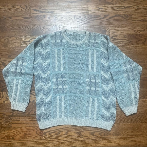 Vintage Linen-Blend White/Gray Men’s Longsleeve Sweater-size XL - Picture 2 of 7